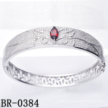 Micro Pave CZ 925 Sterling Silver Jewelry Bangle (BR-0384)